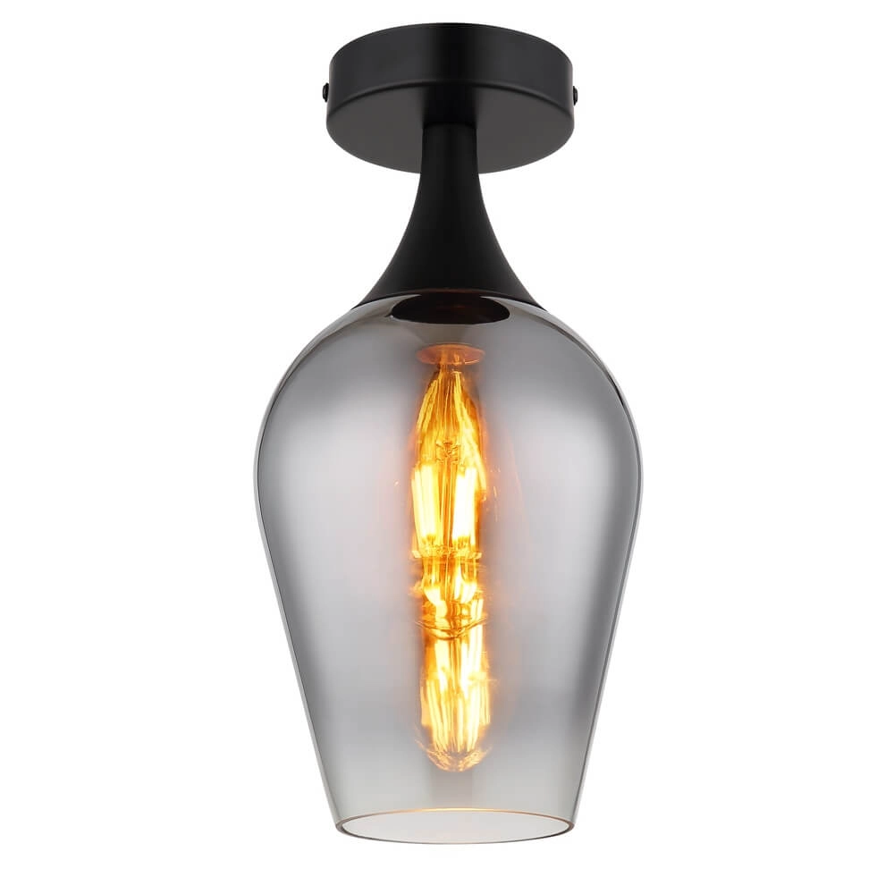 Plafondlamp Lavus smoke glas Ø 15cm