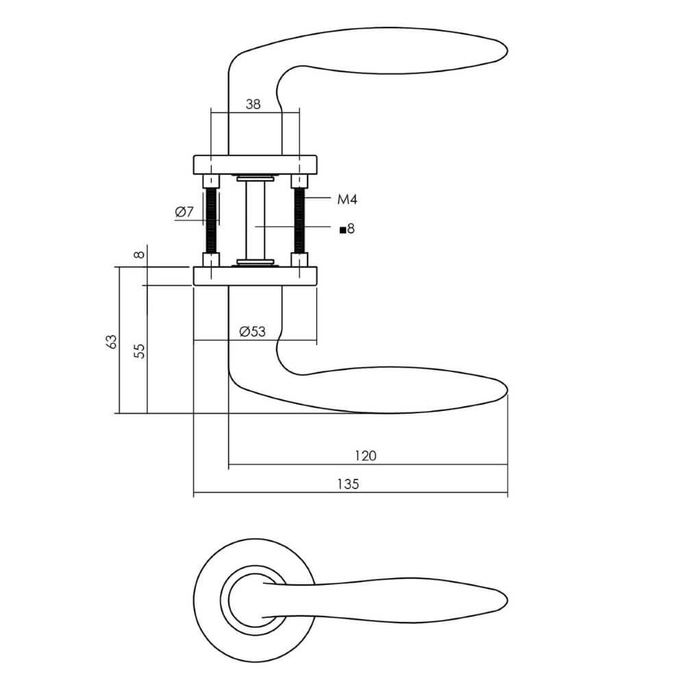 Compleet deurklinkset Jupiter RVS toilet Intersteel 8714186634585