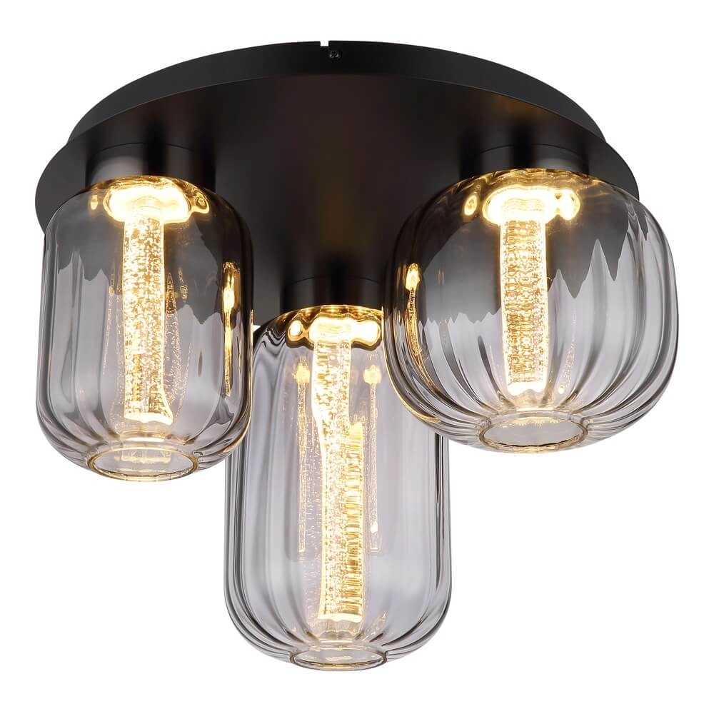 Ronde plafondlamp Fluoro 3-lichts zwart