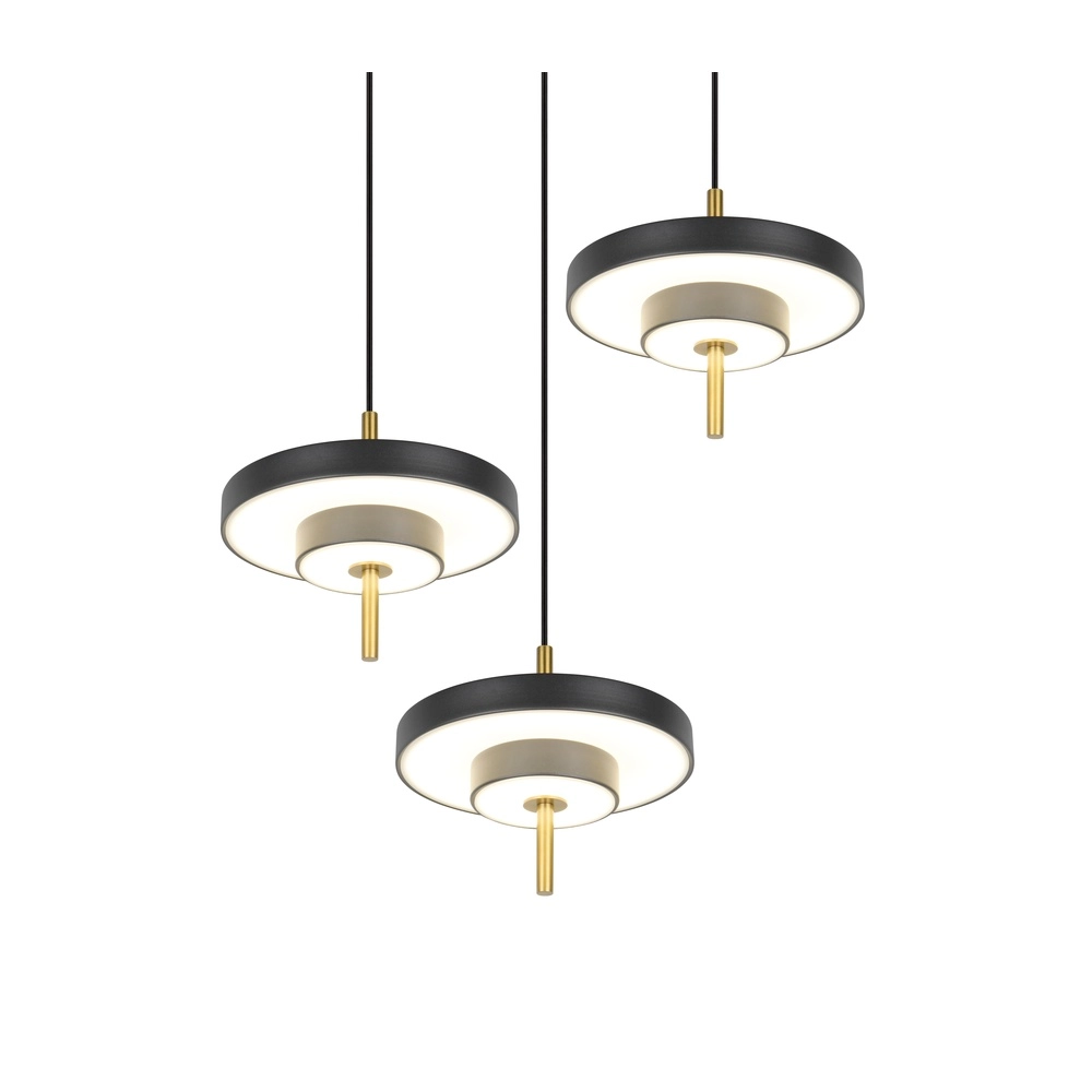 3-lichts hanglamp Keaton rond zwart met goud Trio 4017807655247
