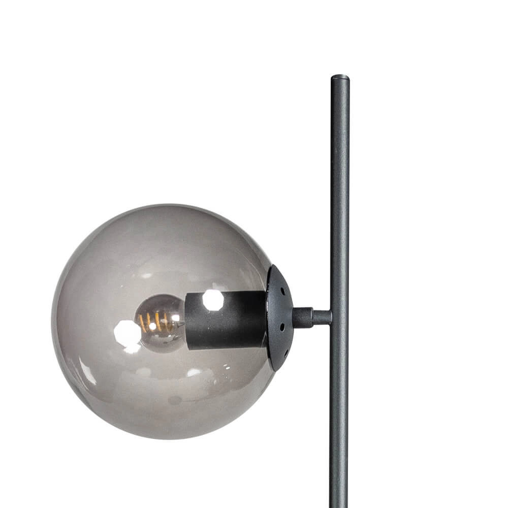 Design vloerlamp Davina 2-lichts zwart met smoke glas ETH 8720195302759