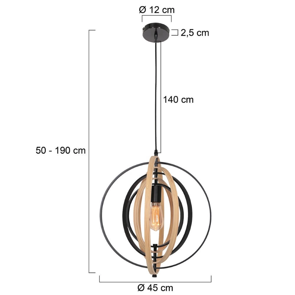 Houten hanglamp Muoversi Ø 45cm Steinhauer 8712746166309