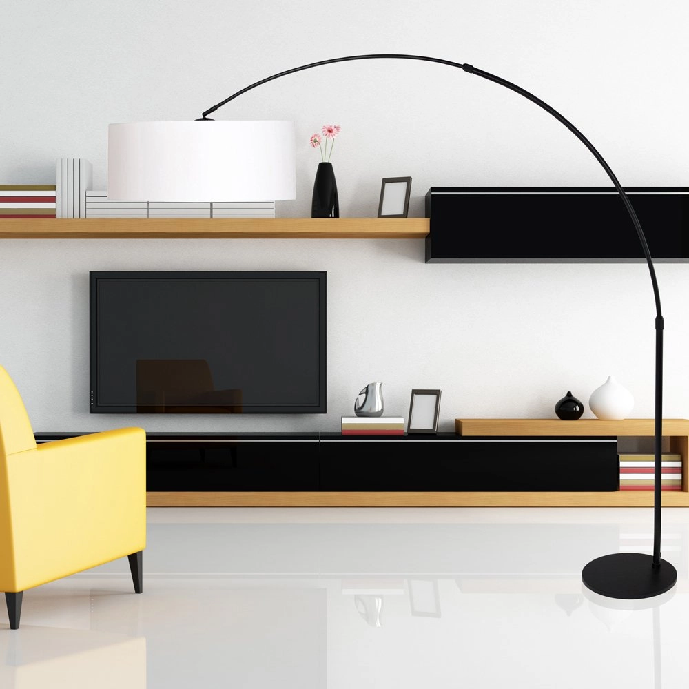 Booglamp Stresa zwart met lampenkap wit Steinhauer 8712746106657