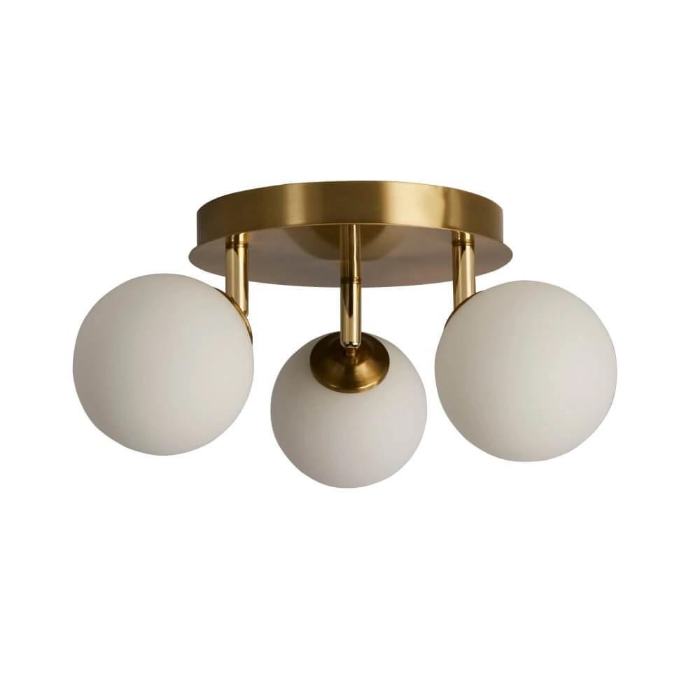 3-lichts plafondlamp Crosby goud met wit glas 3-lichts plafondlamp Crosby goud met wit glas
