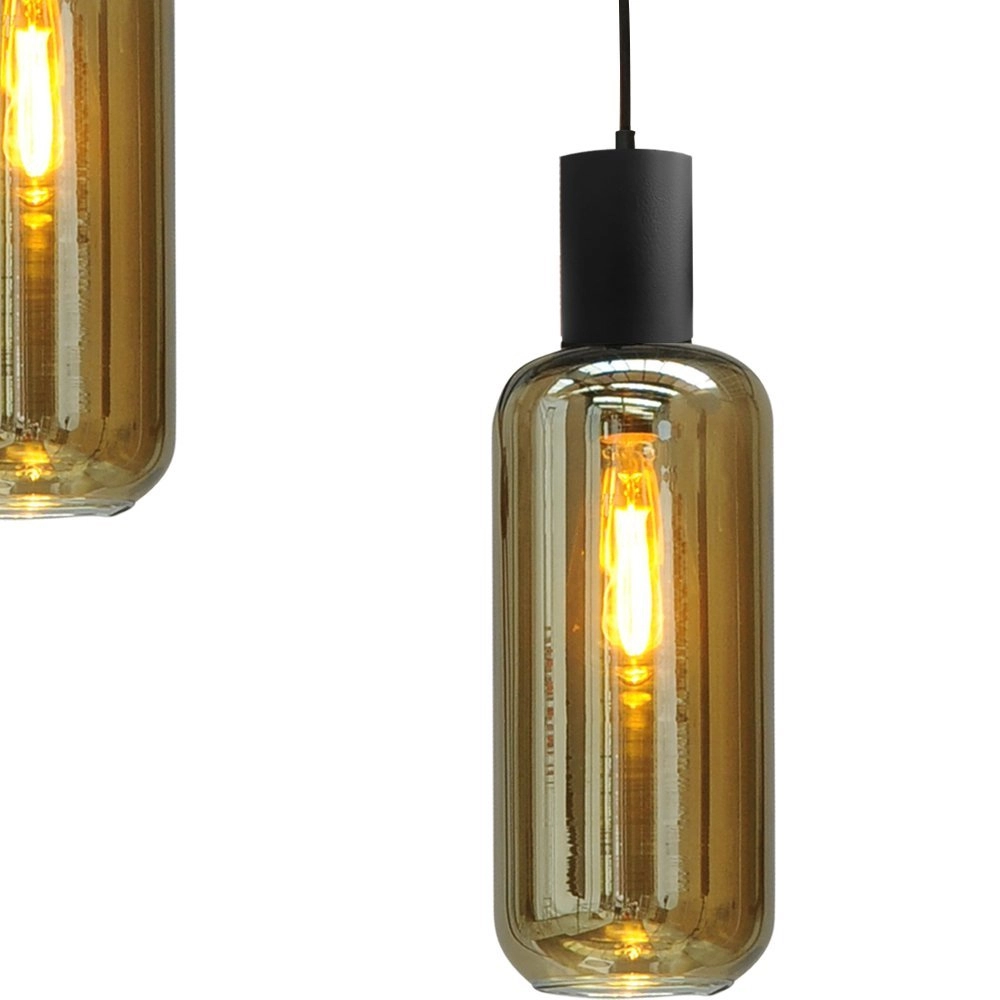 Zwarte hanglamp eetkamer Bounty 5-lichts cilindrisch glas Masterlight 8718121248486