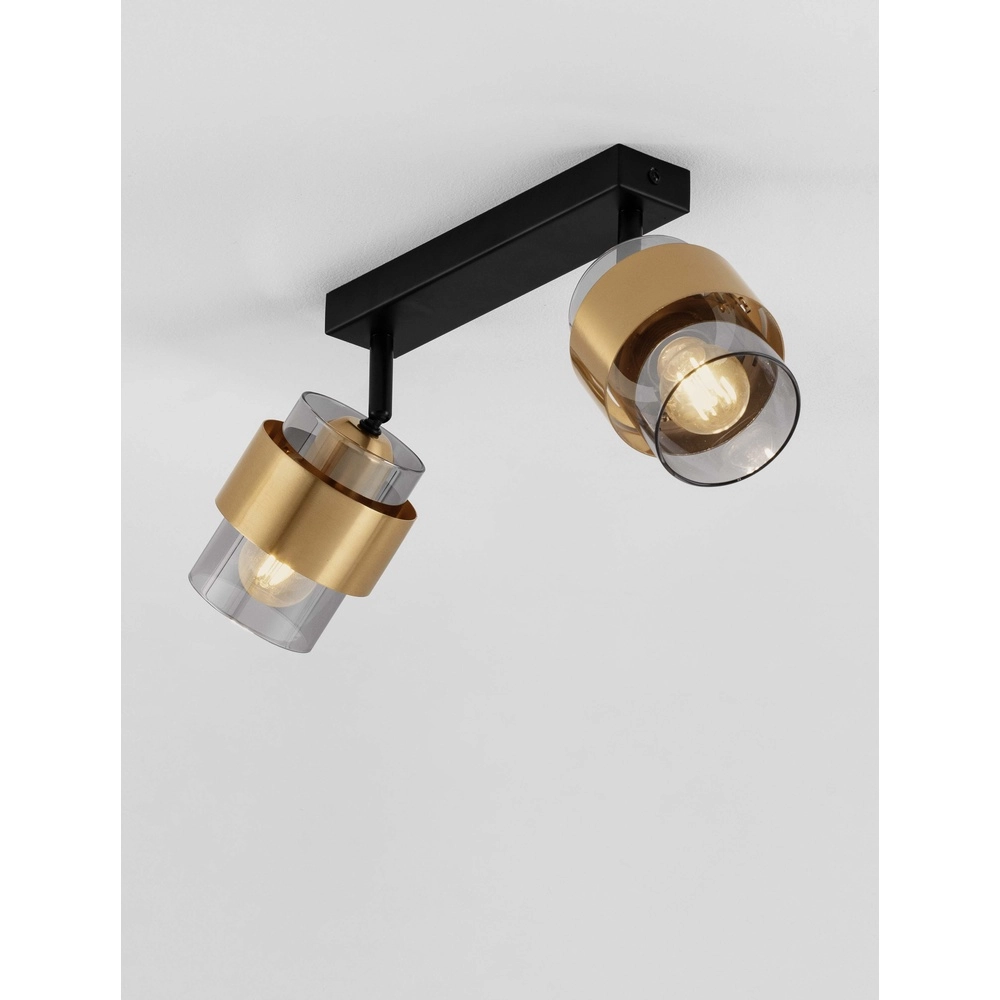 Plafondlamp Sianna 2-lichts zwart met goud Lyora 5212017452603
