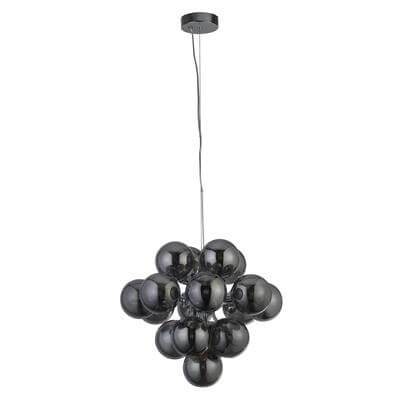 Hanglamp Glas Berry Globe 17-lichts zwart met smoke glas Searchlight 5053423190471
