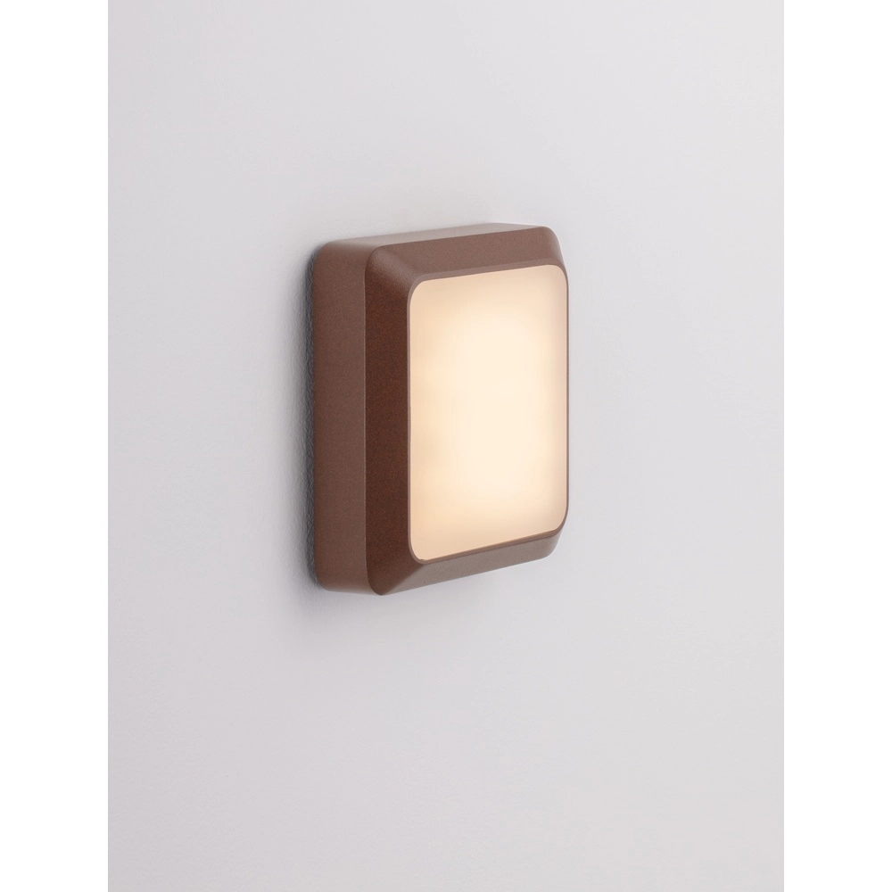 Vierkante wandlamp Appia roestbruin