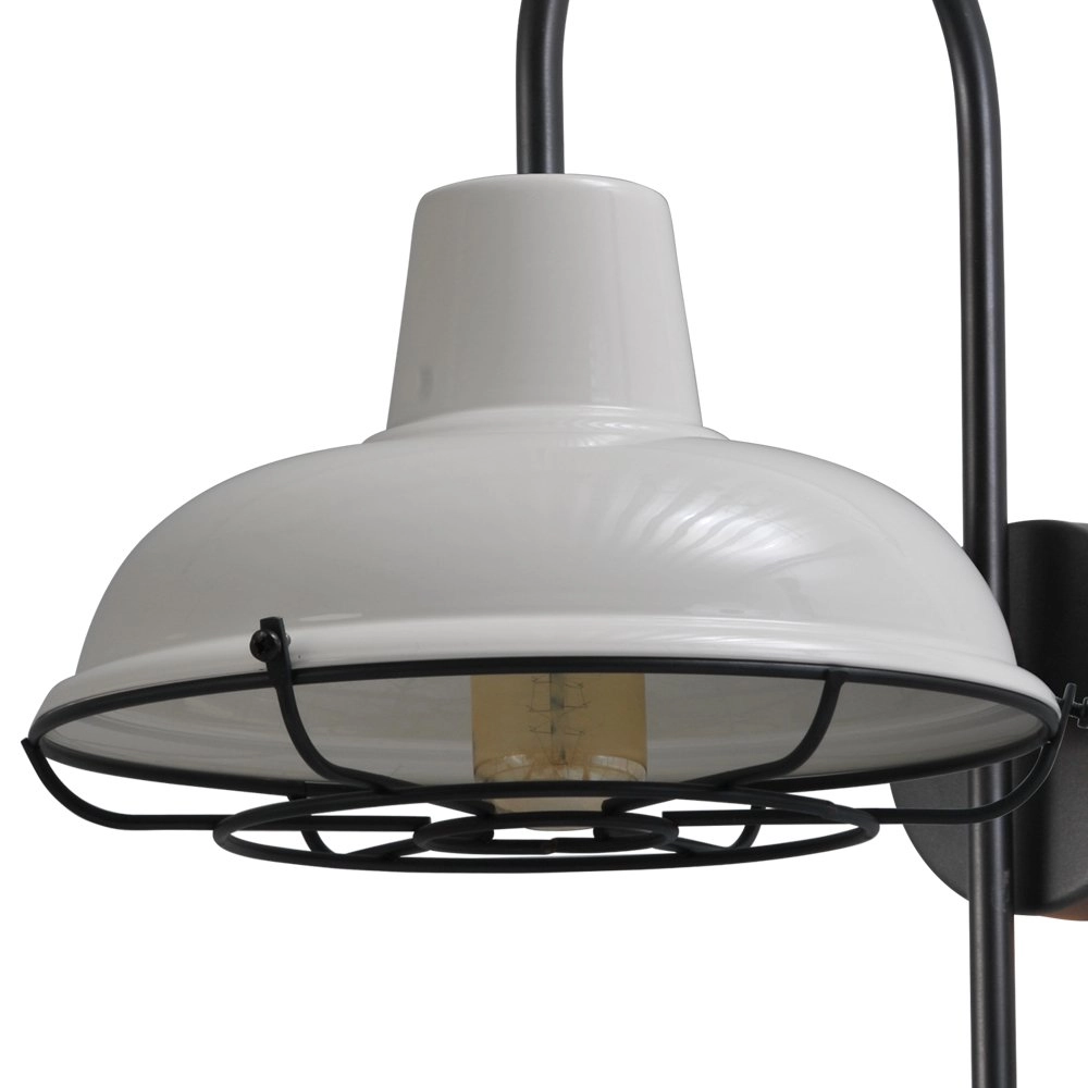 Retro witte industrie wandlamp Industria Grid 33cm zwart met witte kap Masterlight 8718121233239