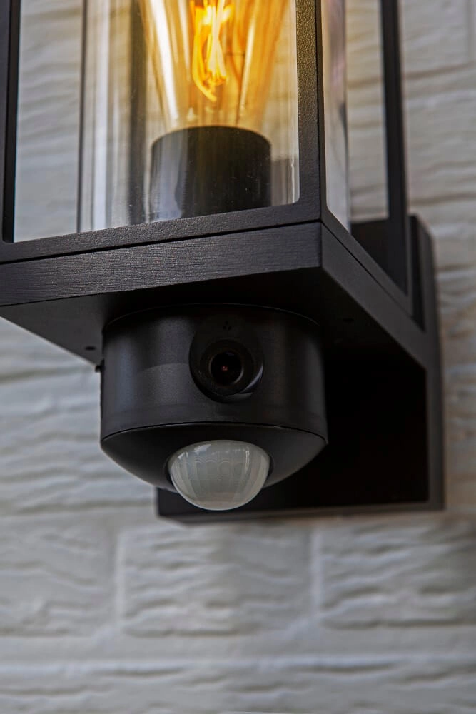 Wandlamp Flair zwart met camera Lutec 6939412013688