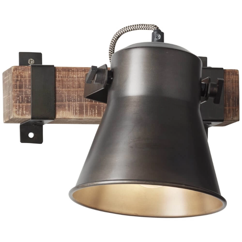 Wandlamp Decca zwart met bruin Brilliant 4004353361432