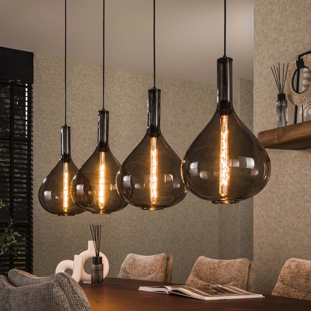 Glazen hanglamp Smoke 4x Ø 28cm