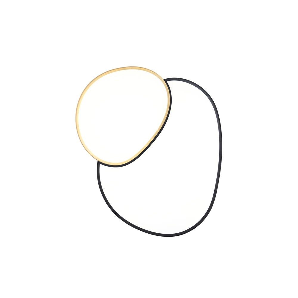 Organische plafonniere Rise 77cm zwart met goud Trio 4017807600629