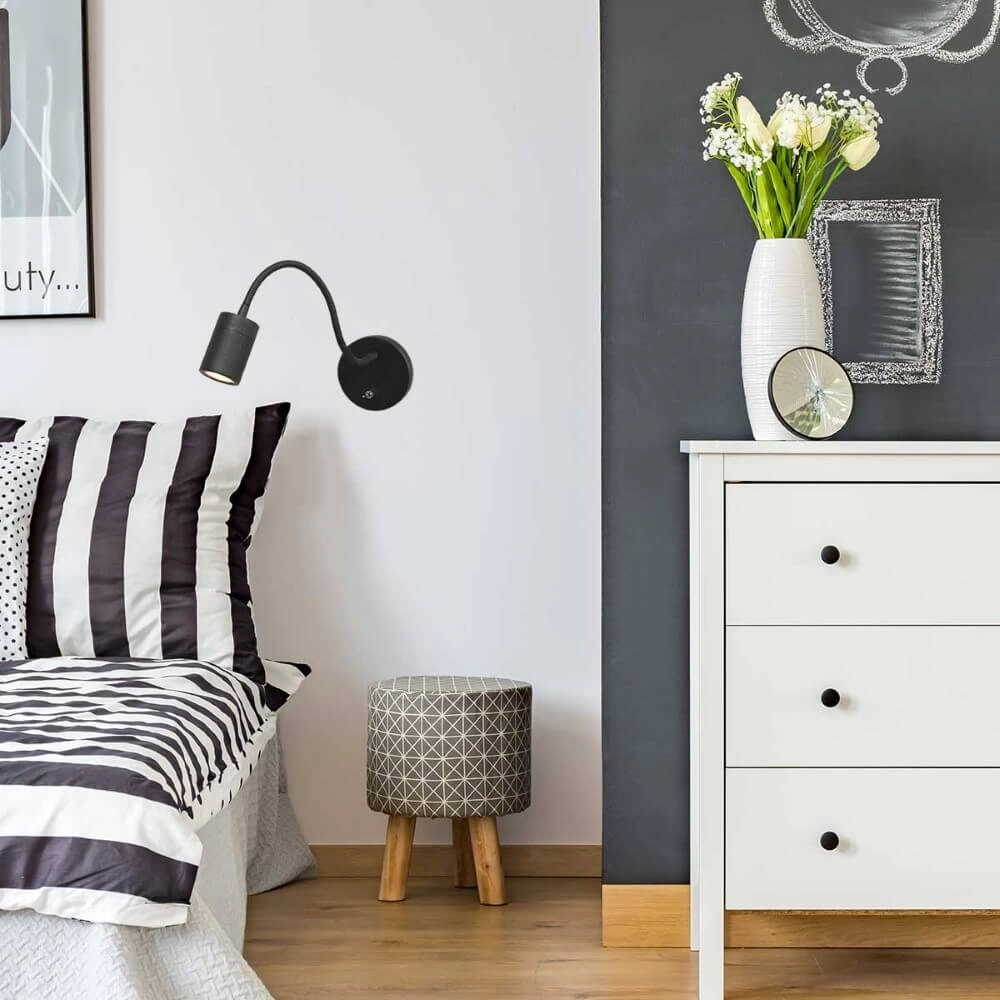 Bed lampje flexibel Upround zwart Steinhauer 8712746161373