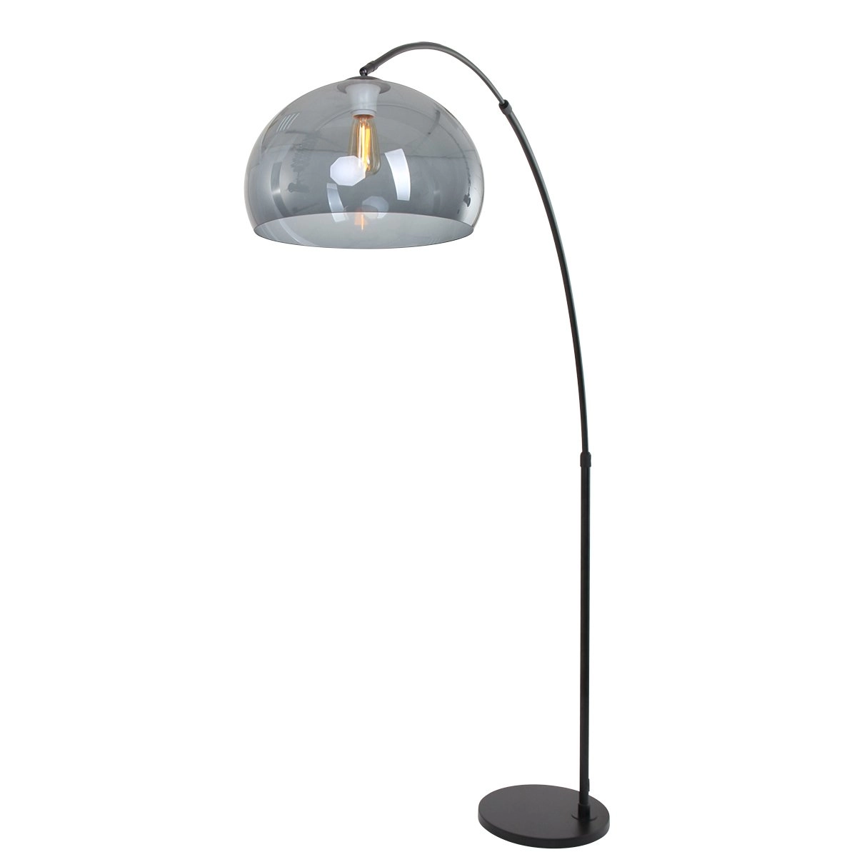 Booglamp Stresa zwart met smoke glas Booglamp Stresa zwart met smoke glas