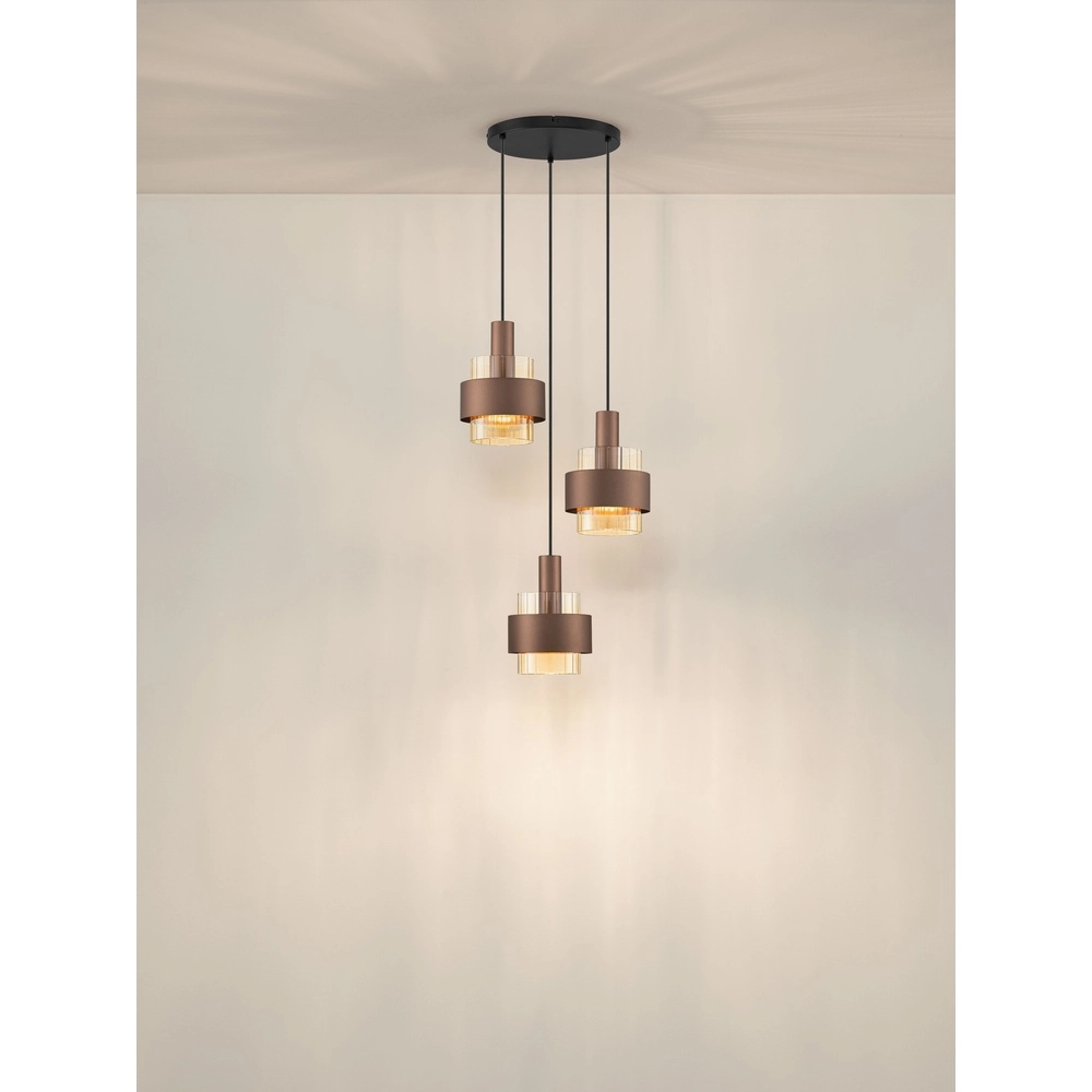 Moderne hanglamp Serena 3-lichts koffie bruin Lyora 5212063501140