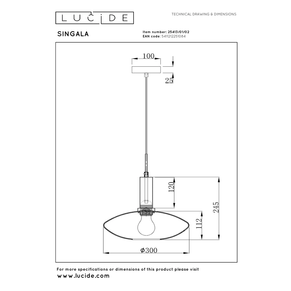 Design hanglamp Singala Ø 30cm goud met wit Lucide 5411212251084