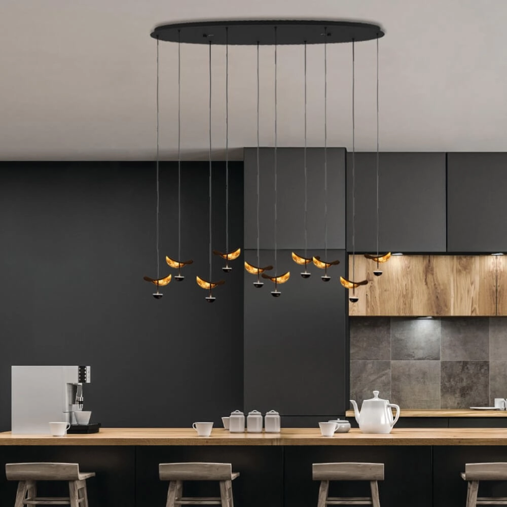 Ovale hanglamp Dracera zwart met goud Stars of Light 9008606270569