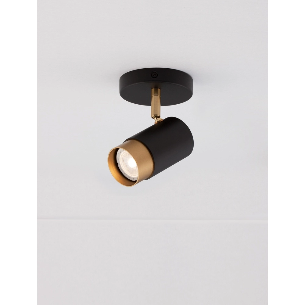 Plafondspot Pogno enkel zwart met goud