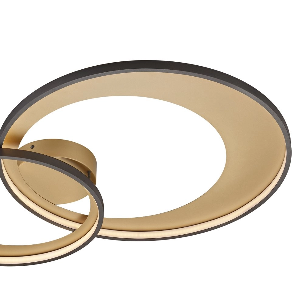 Mat zwarte plafondlamp Granada 85cm zwart met goud Trio 4017807433388