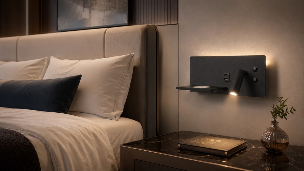 Bedlampje Charge rechts zwart met draadloze oplader Artdelight 8720701103665