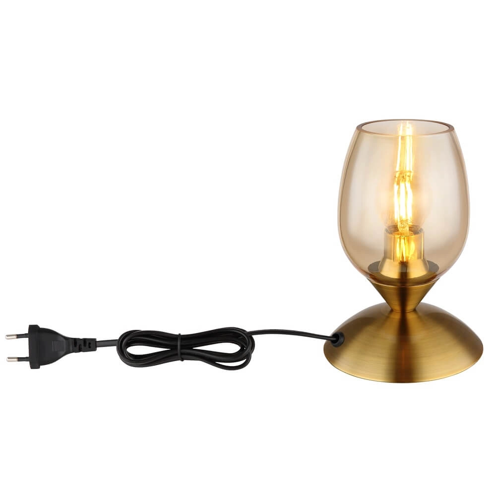 Tafellamp Kuwaita goud met amber glas Globo 9007371449989