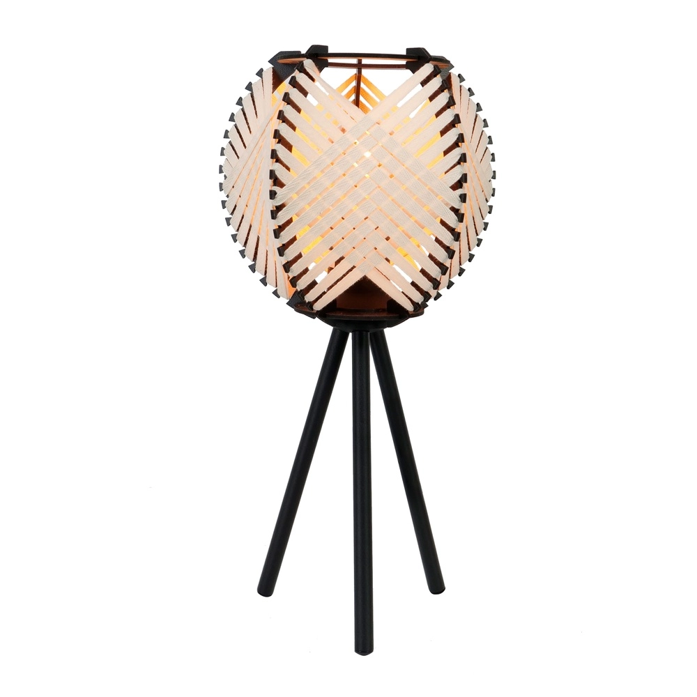 Tafellamp Waverton zwart met crème textiel