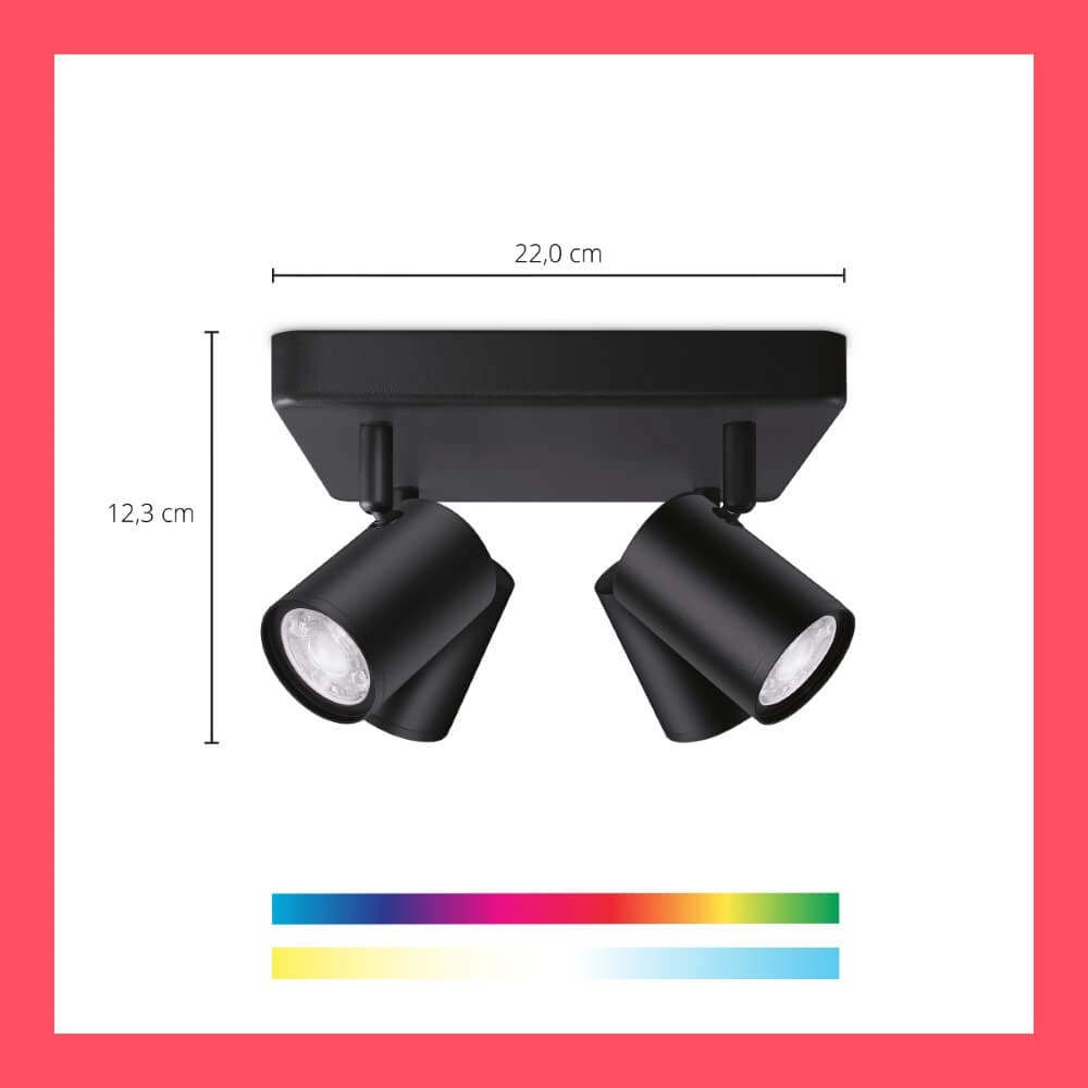 4-lichts opbouwspot Imageo smart - zwart WiZ 8719514554573