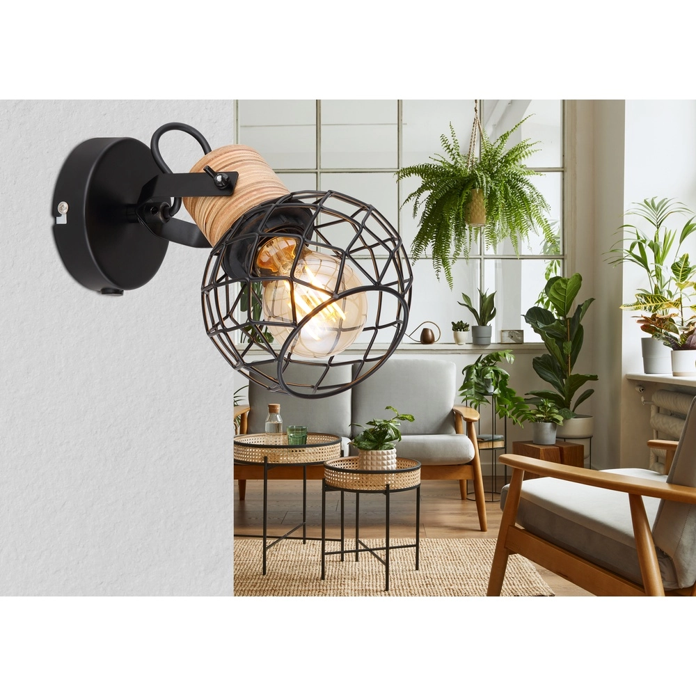 Wandlamp Lacky zwart Globo 9007371429356