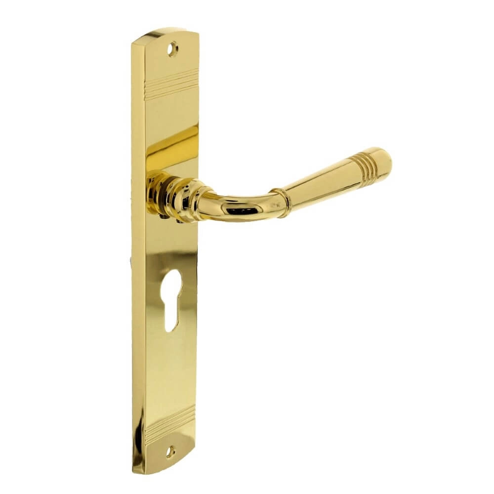 Deurklink Helena cilindergat 55mm messing gelakt