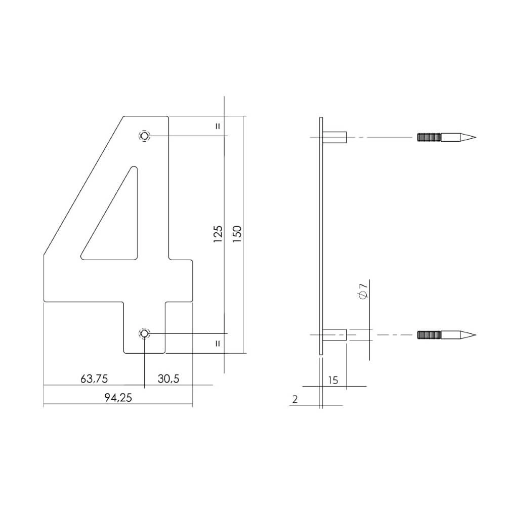 Huisnummer 4 Numbra 150x2mm RVS Intersteel 8714186126738