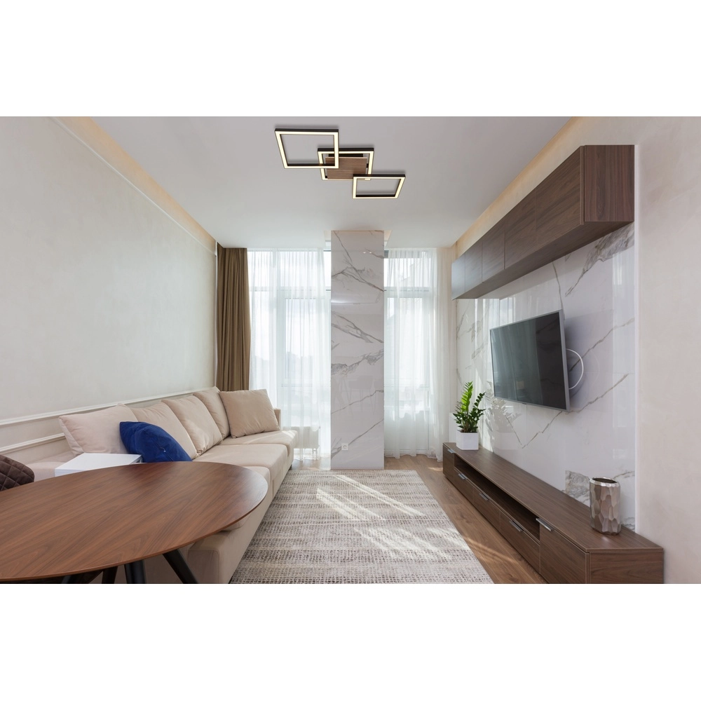 Design plafondlamp Kaden zwart met houtlook Globo 9007371468324