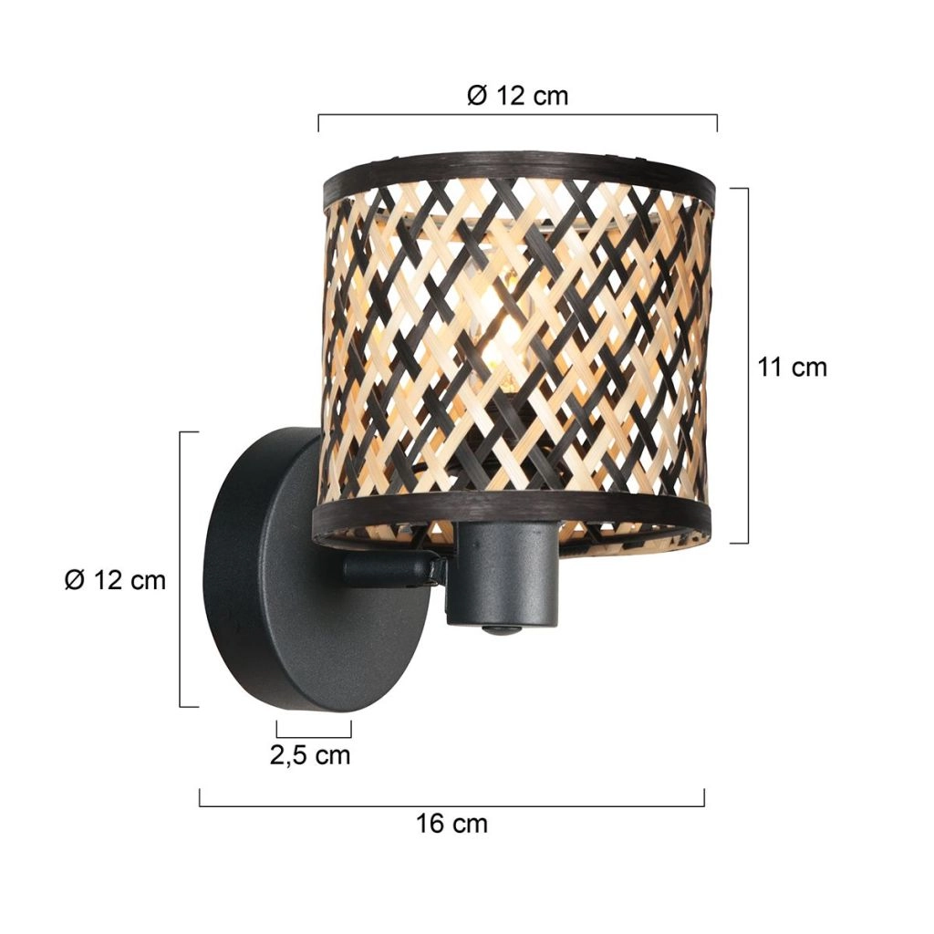 Wandlamp Sumba met bamboe kapje Ø12cm Steinhauer 8712746182811