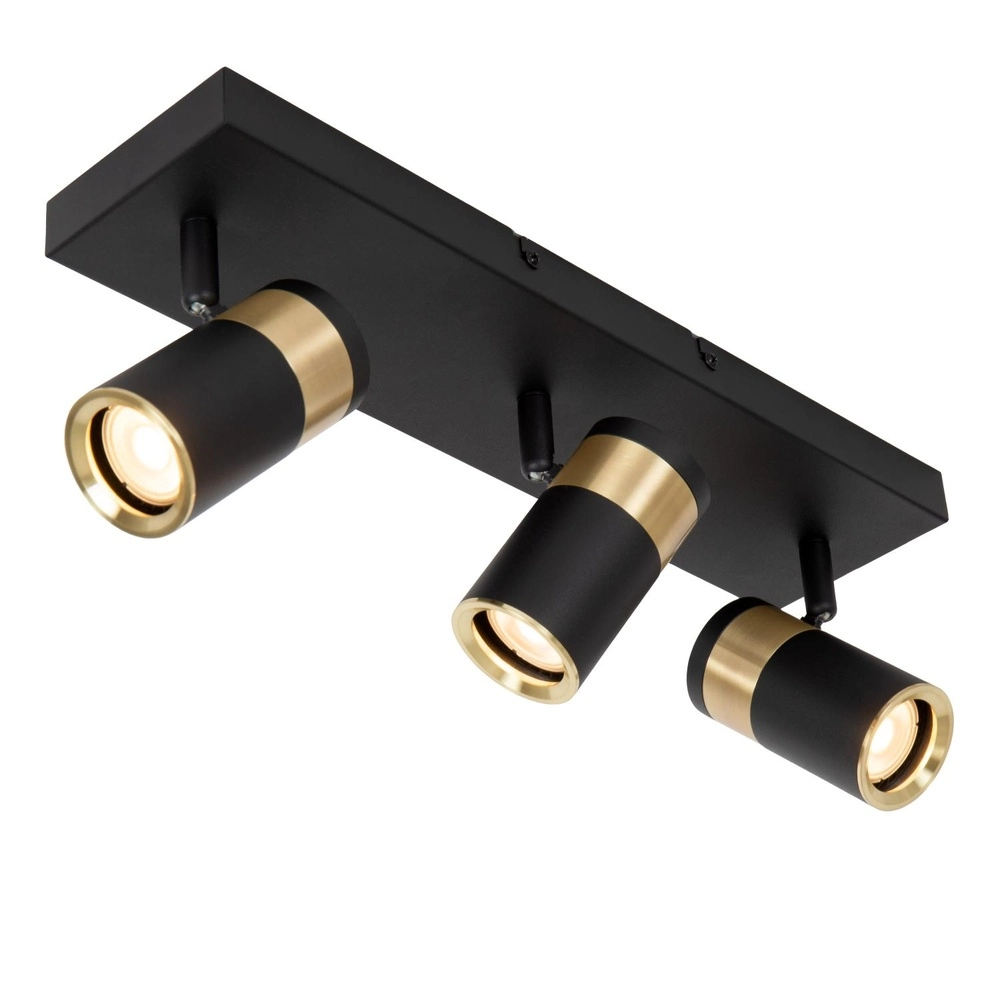 Plafondlamp Gorik 3-lichts zwart met goud Lucide 5411212530998