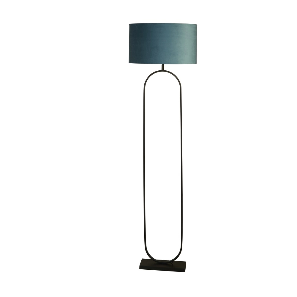 Vloerlamp Modish zwart met groen blauwe kap Vloerlamp Modish zwart met groen blauwe kap