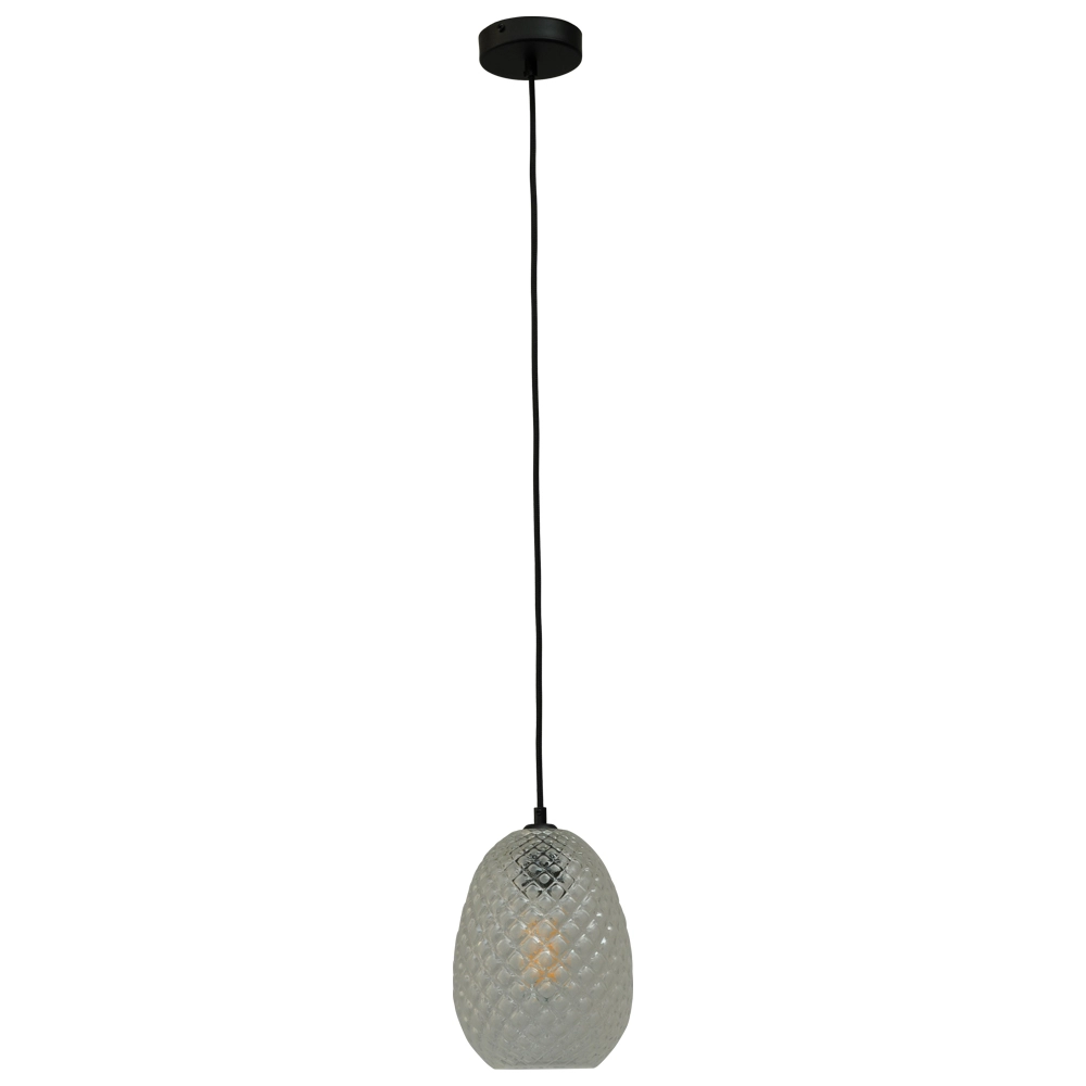 Zwarte pendel hanglamp Pineapple met helderglas
