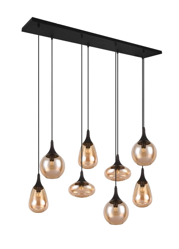 8-lichts hanglamp Lumina met amber glas Trio 4017807577679