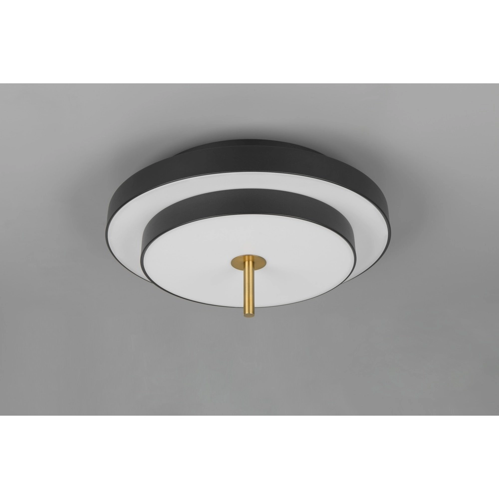 Moderne plafondlamp Keaton zwart met goud Ø 40cm Trio 4017807653687