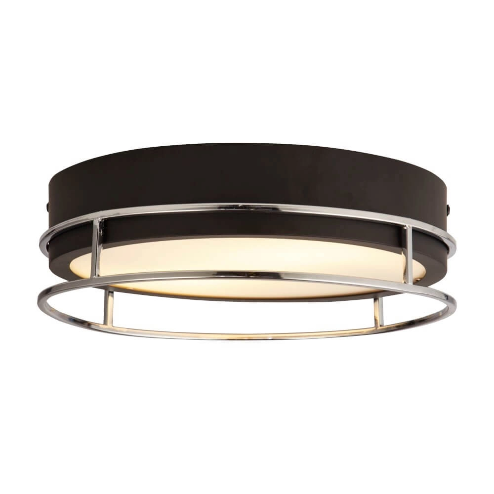 Design plafondlamp Pheonix Ø 30cm zwart met zilver Searchlight 5053423251004