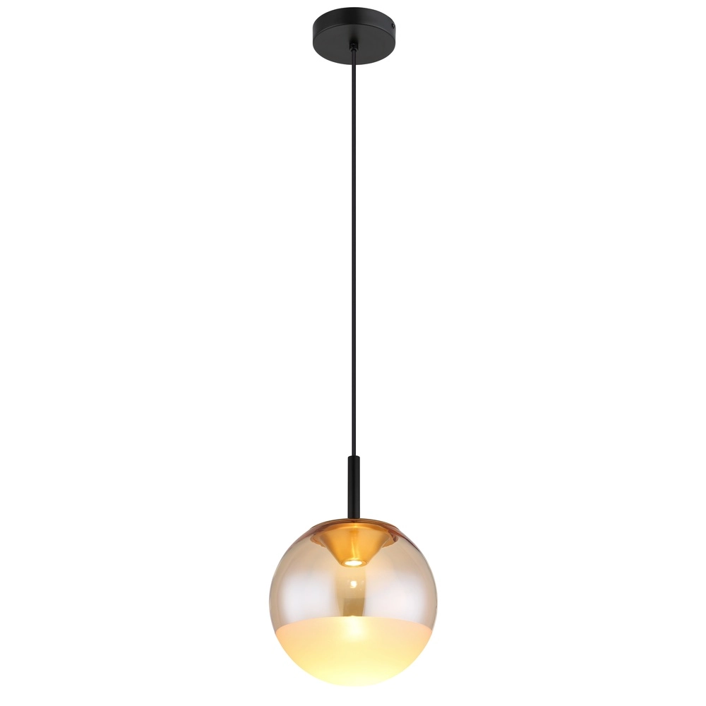 Design hanglamp Severin zwart met amber glas