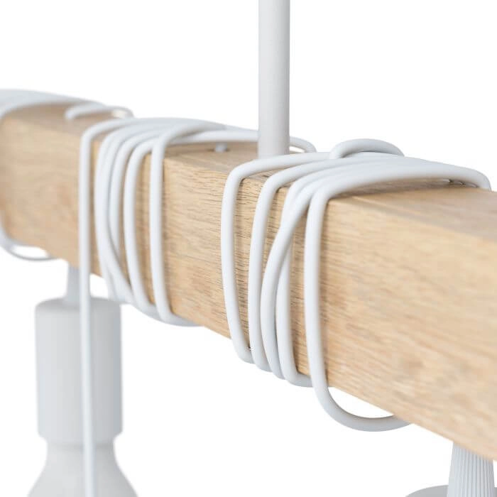 Houten hanglamp Townshend 6-lichts hout met wit Eglo 9002759437053