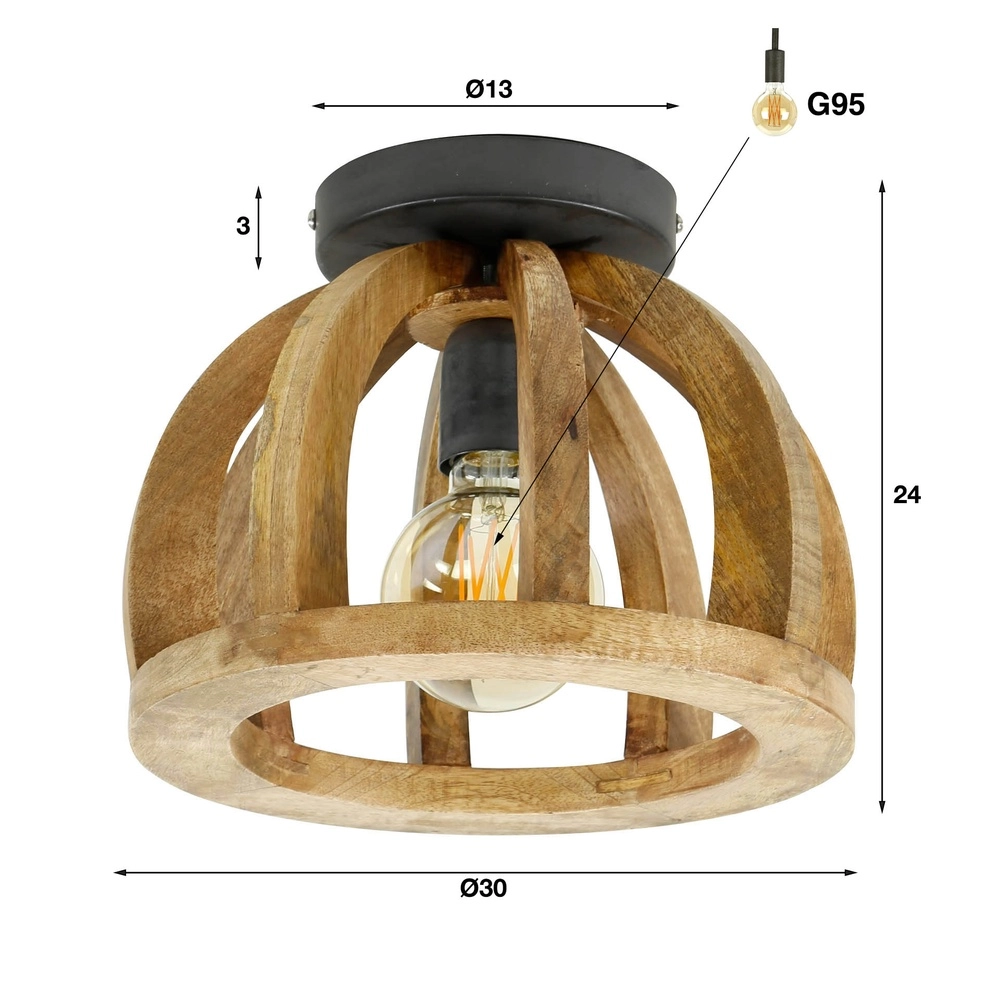 Houten plafondlamp Orba Ø 30cm - mango Lyora 8716803513228