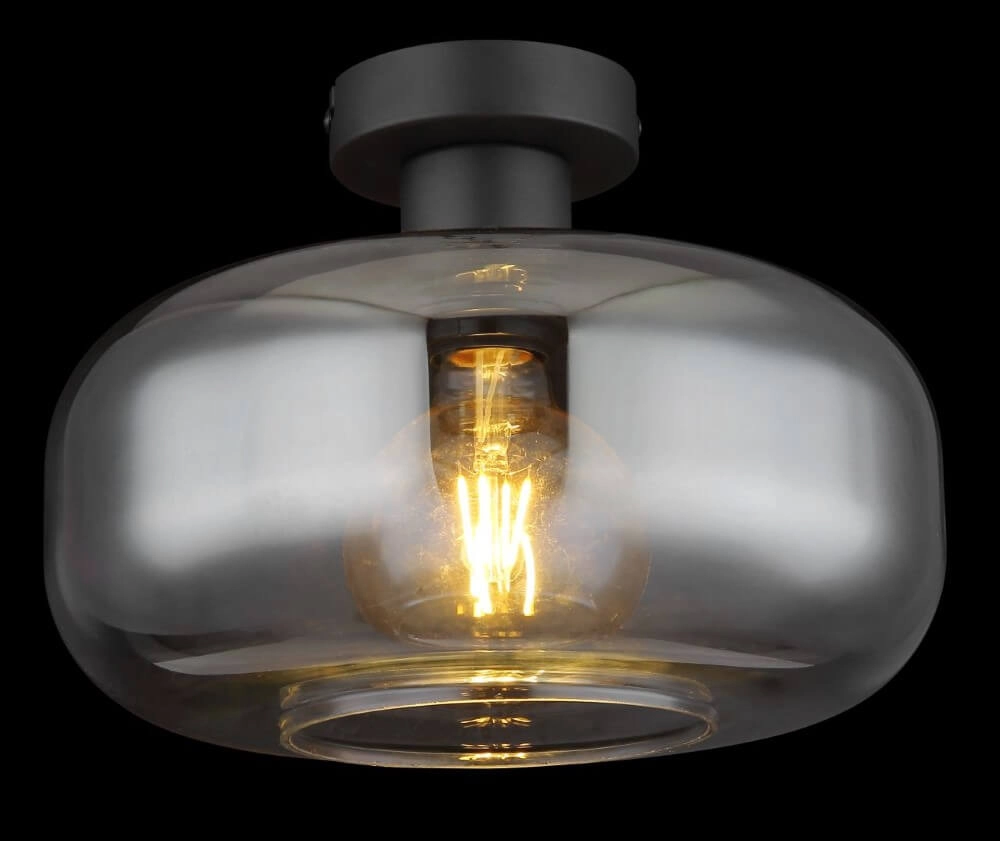 Zwarte plafondlamp Giuseppe smoke glas Globo 9007371432226