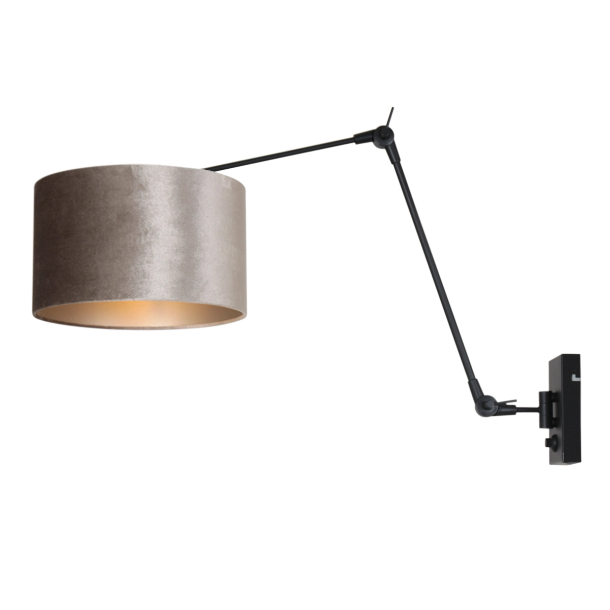 Wand Leeslamp Prestige Chic zwart met 30cm taupe velourse kap