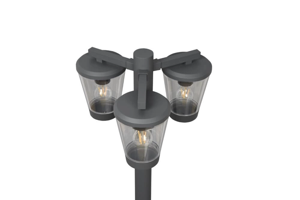 Tuinlantaarn Cavado 3-lichts 220cm antraciet Trio 4017807506228