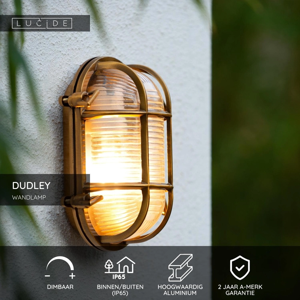 Bullseye wandlamp Dudley IP54 goud Lucide 5411212114884