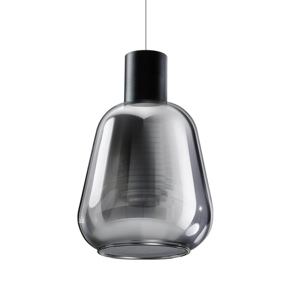 Glazen hanglamp Gary zwart met smoke glas Glazen hanglamp Gary zwart met smoke glas