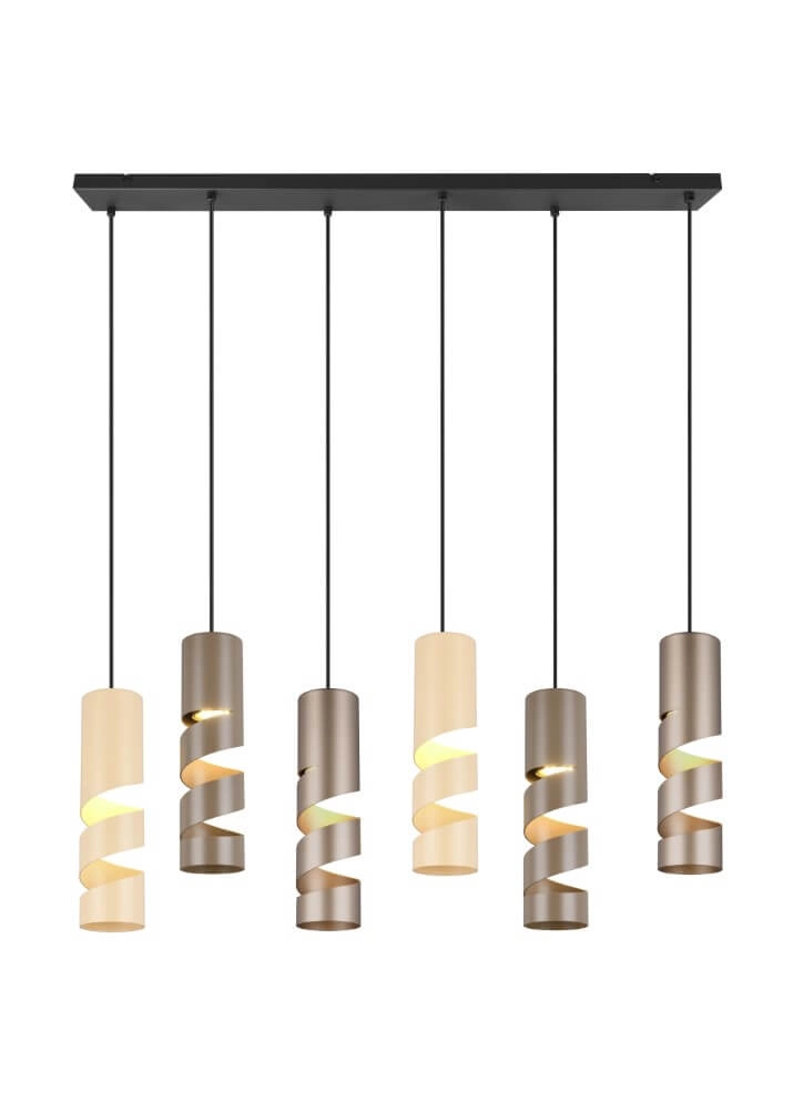 6-lichts koker hanglamp Stream bruine tinten Trio 4017807614039