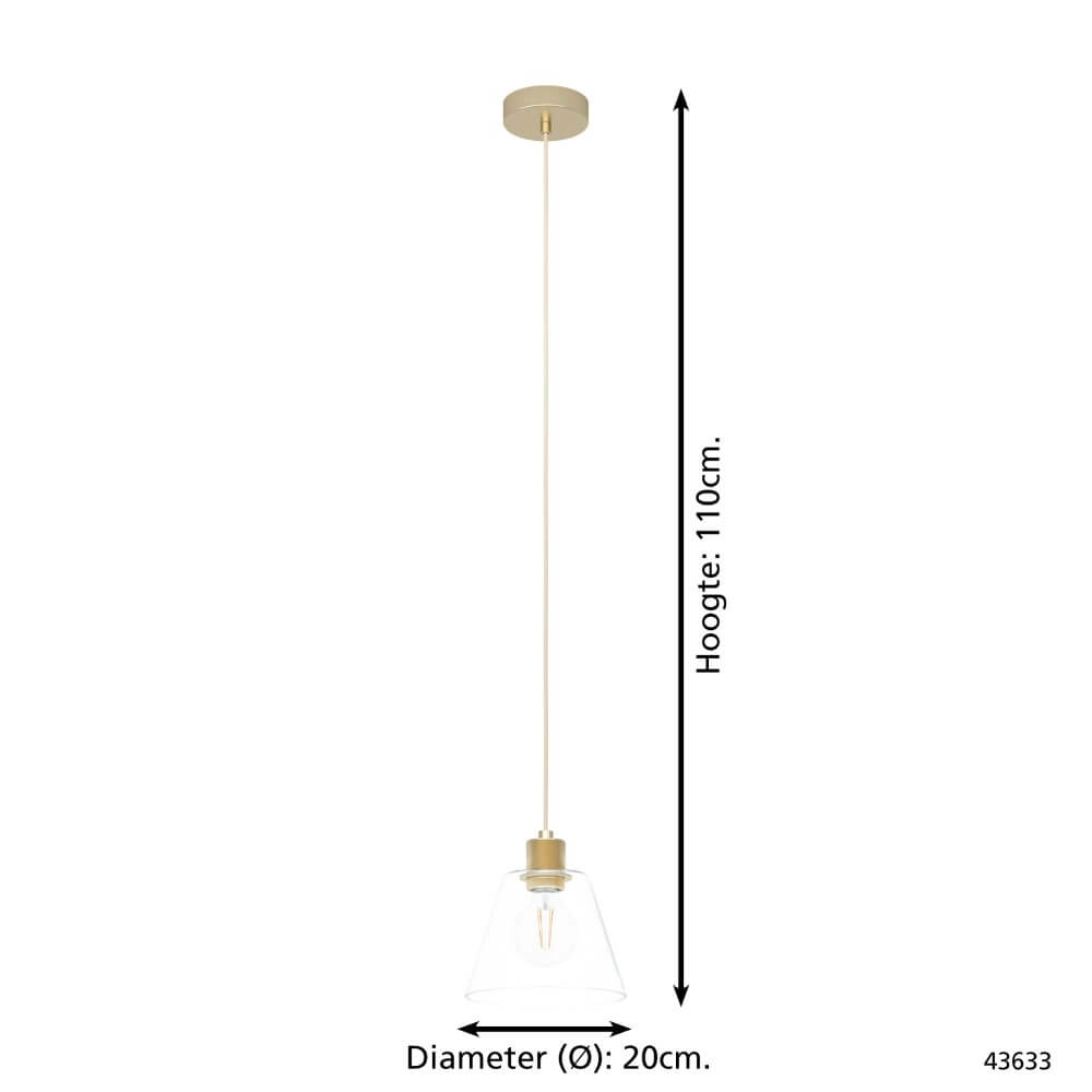 Glazen hanglamp Copley goud met glas Eglo 9002759436339