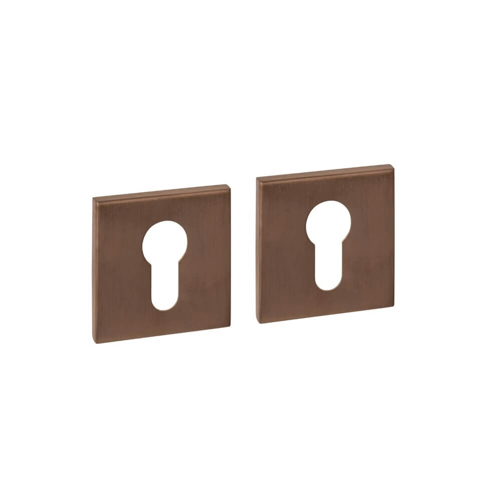Set van 2 cilinderrozetten Tira vierkant brons 53x53mm